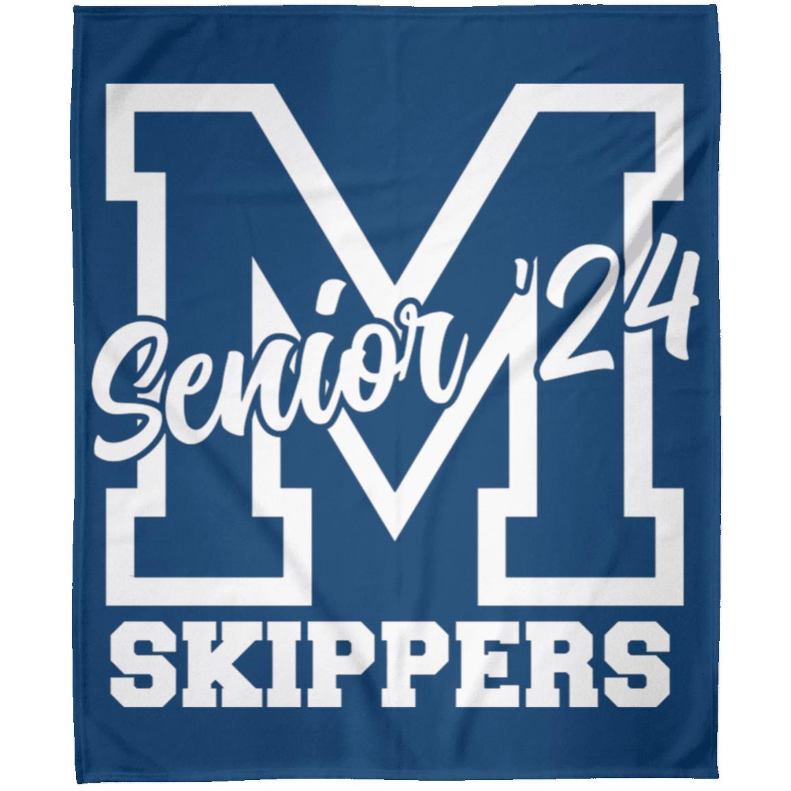 Skipper Senior '24 Script Cozy Plush Fleece Blanket 50x60