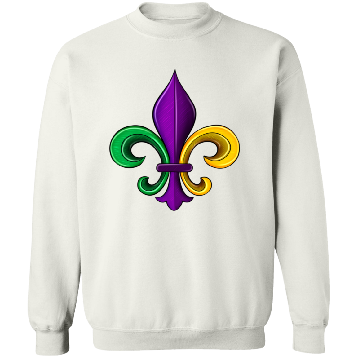 Mardi Gras Fleur de Lis Crewneck Pullover Sweatshirt