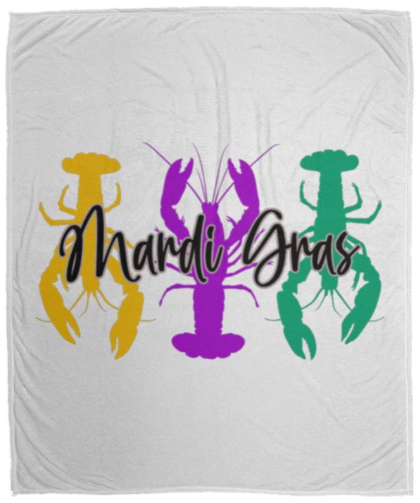 Crawfish Trio Mardi Gras Fleece Blanket - 50x60