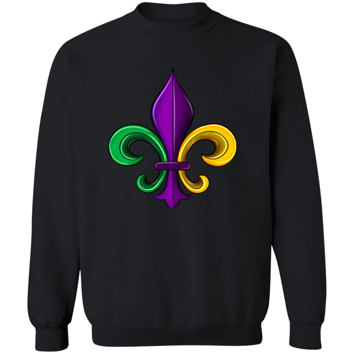 Mardi Gras Fleur de Lis Crewneck Pullover Sweatshirt