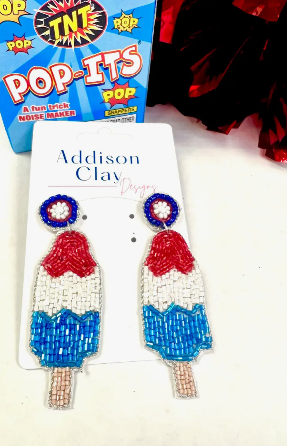 Red, White, & Blue Rocket Popsicle Earrings