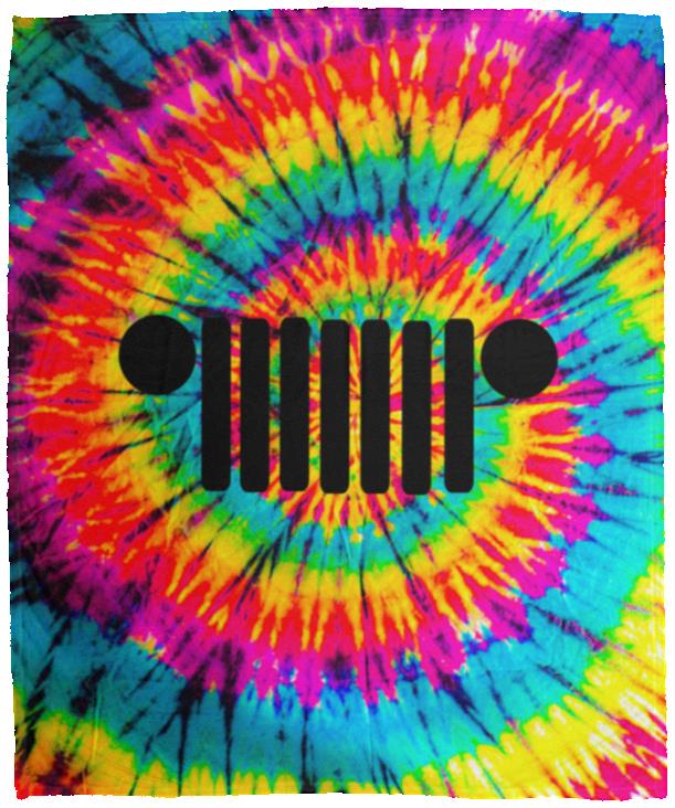 Tie Dye Jeep Grill Tie-Dye Grill Cozy Plush Fleece Blanket - 50x60