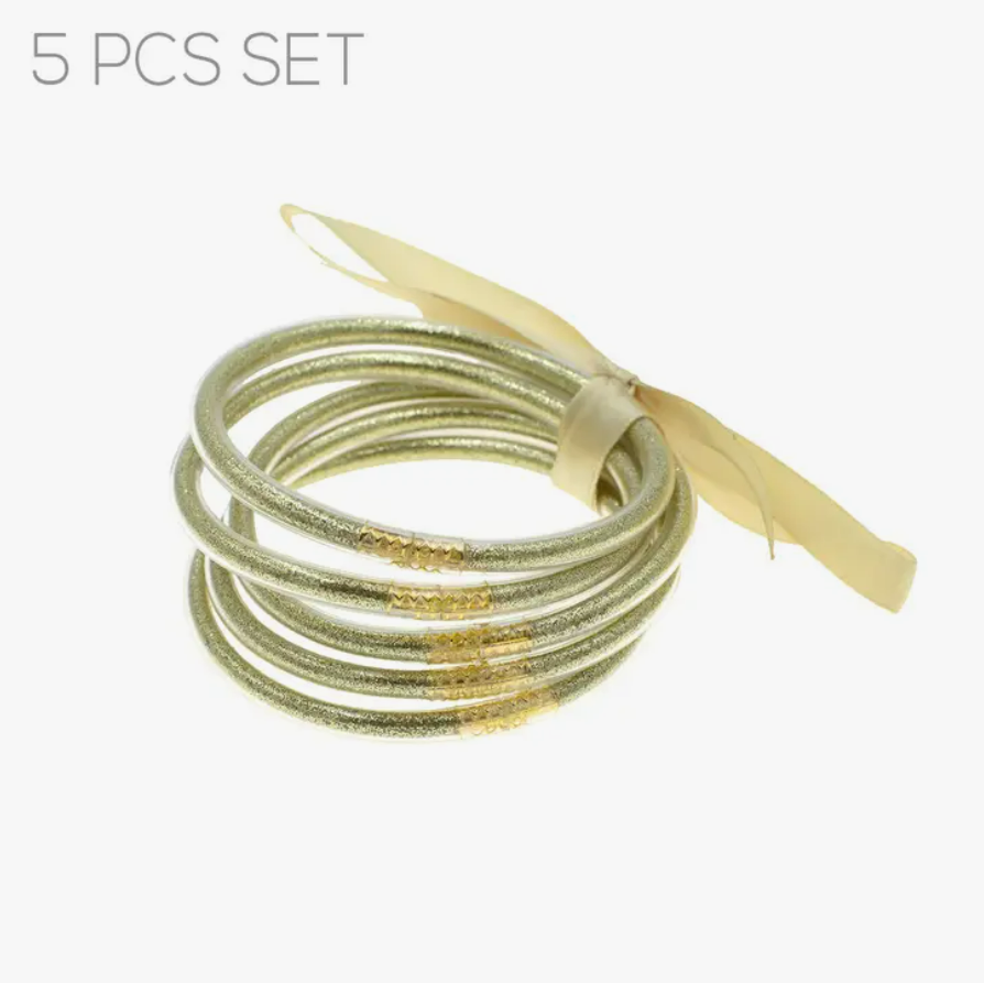 Tube Bangles Set of 5 (Gold Metallic)