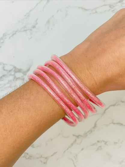 Tube Bangles Set of 5 Hot Pink