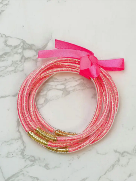 Tube Bangles Set of 5 Hot Pink