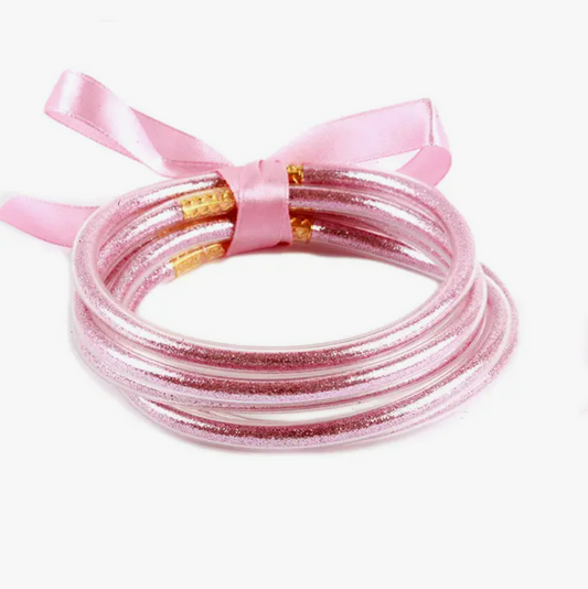 Tube Bangles Set of 5 (Pink Metallic)