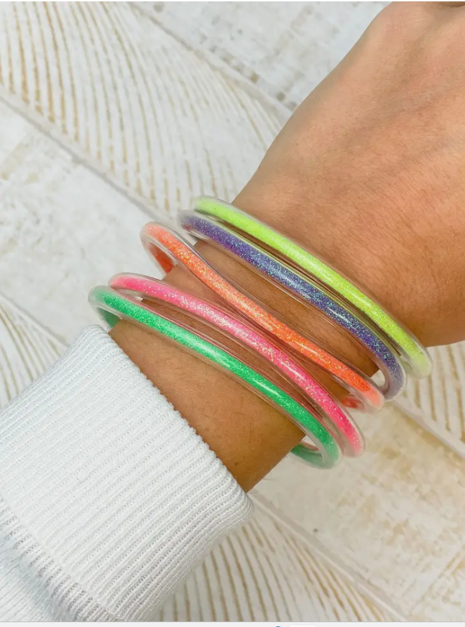 Tube Bangles Set of 5 Multi Neon