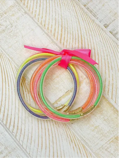 Tube Bangles Set of 5 Multi Neon